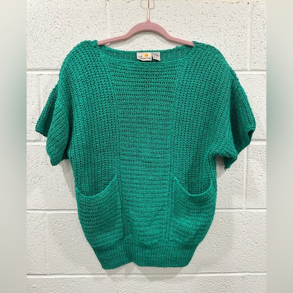 Claiborne Sweaters - Vintage Liz Claiborne Silk Blend Green Knit Sweater w/ Arm Pads S